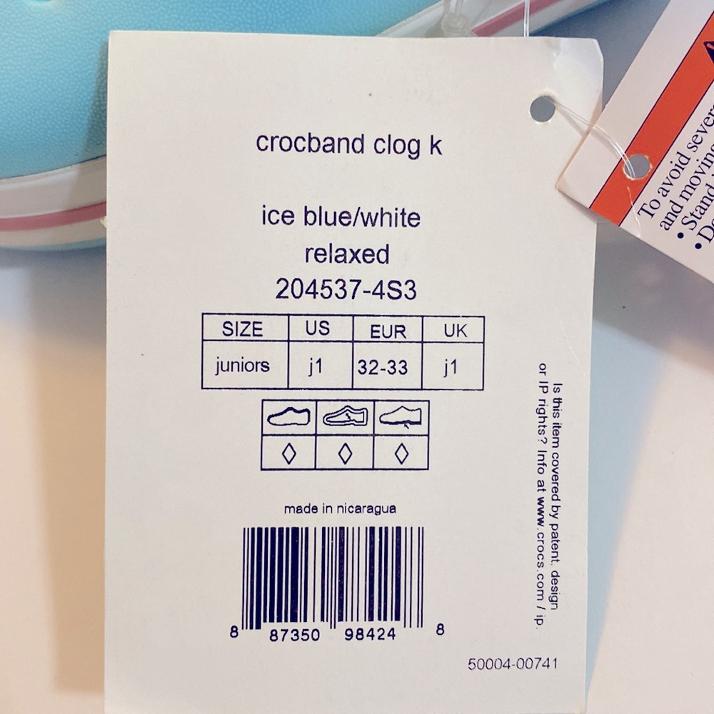 NWT CROCS Crocband Ice Blue/White/Pink. Kids Size US J1. Everyday Outdoors. - Picture 7 of 13